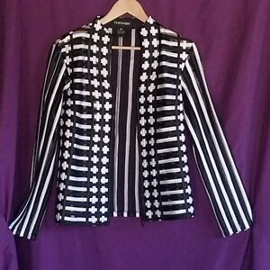 T&J Designs Black and White Geometric Blazer